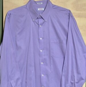 IZOD Men's Regular Fit Purple Twill LS Wrinkle Free Dress Shirt 17-34/35